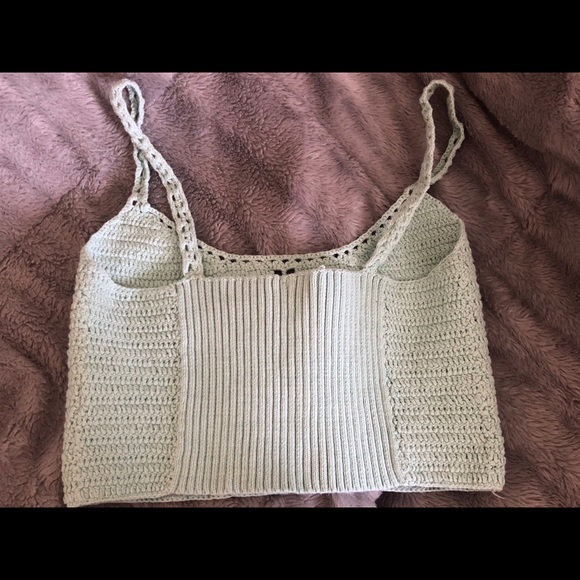 Free People Mint Crochet Crop Top - Picture 3 of 6